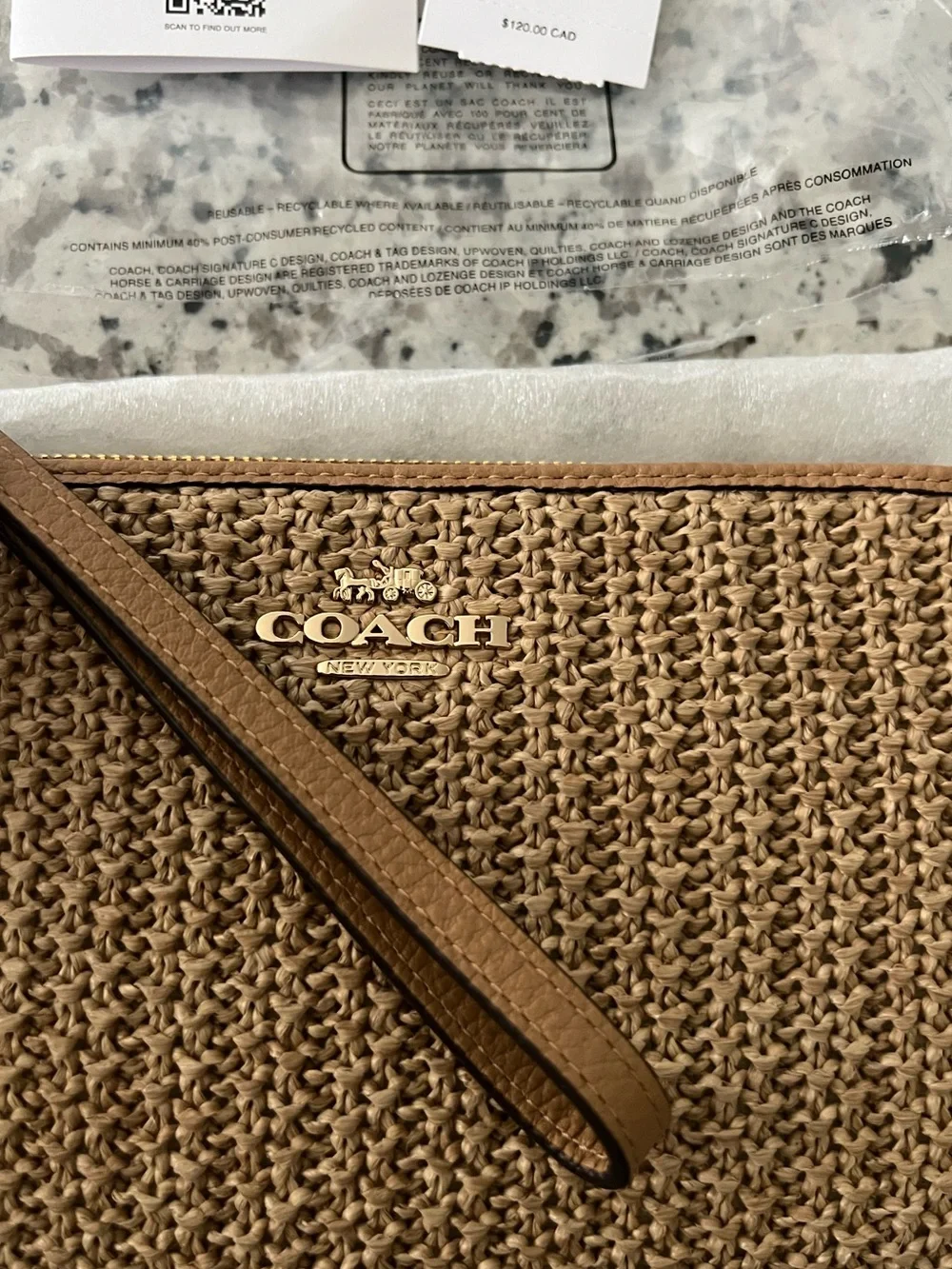 COACH Large Corner Zip Wristlet (Gold/Toast) NWT